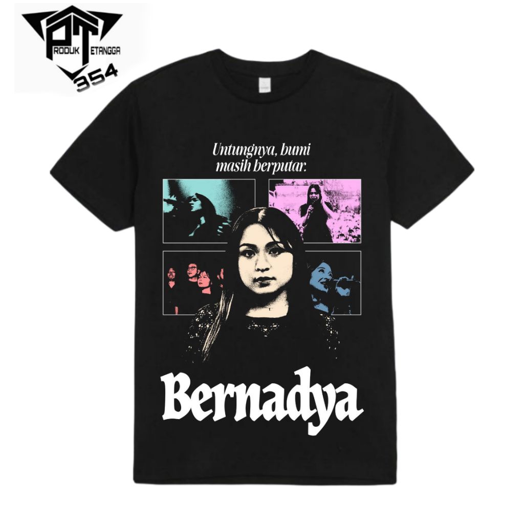 KAOS BAJU BERNADYA - TSHIRT OVERSIZE PENYANYI INDO - HITAM PRIA WANITA DEWASA 24S