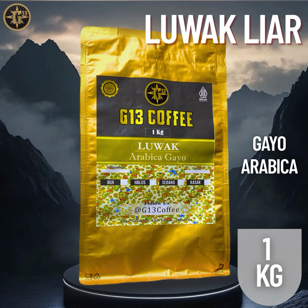 

KOPI GAYO LUWAK LIAR ARABICA ACEH ARABIKA ROASTED BEAN BUBUK / BIJI 1 Kg