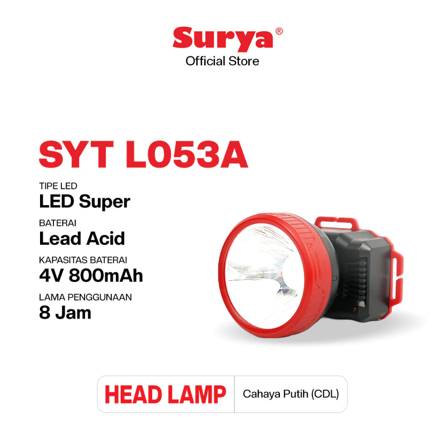 SENTER KEPALA 5W L053A SURYA HEADLAMP RECHARGEABLE