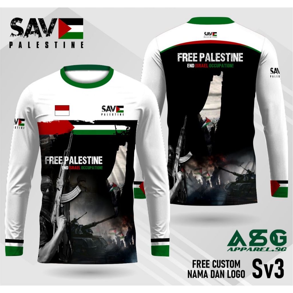 palestine jersey save palestine lengan panjang
