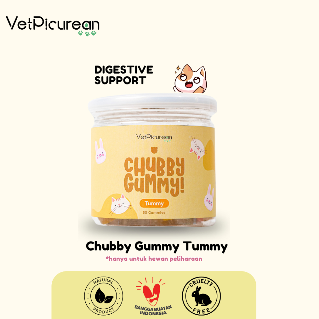 Vetpicurean Chubby Gummy Tummy | Vitamin Anjing Kucing untuk Diare Muntah - SuperFood Pencernaan
