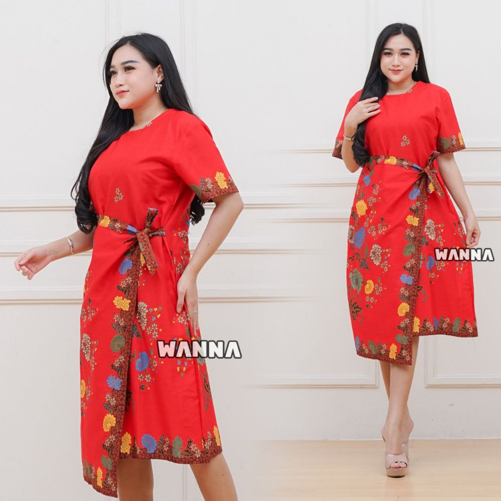 DRESS BATIK PESTA DRESS NATAL TRENDY ATASAN WANITA ELEGAN MOTIF KEKINIAN