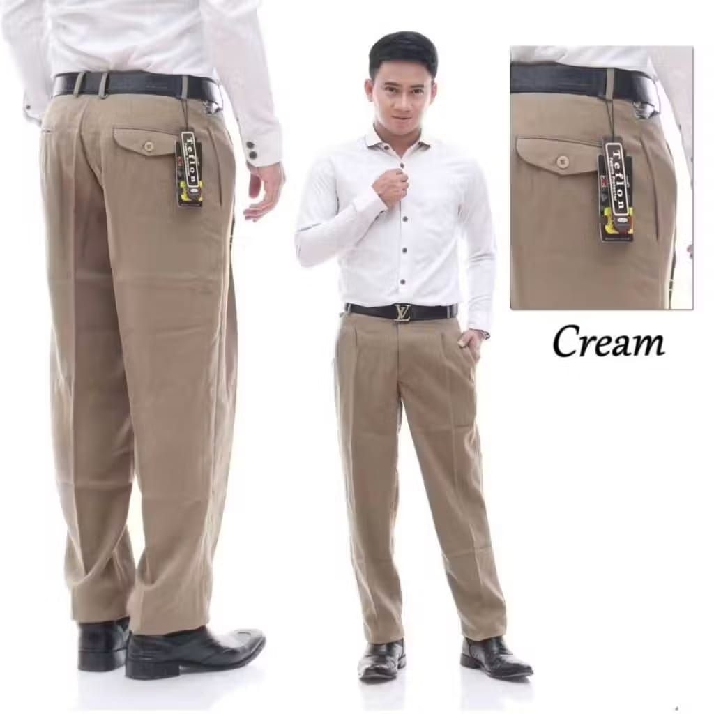 CELANA PANJANG PRIA FORMAL BAHAN DASAR KAIN TWISS PREMIUM MODEL STANDARD SIZE 27-34 UKURAN NORMAL WA