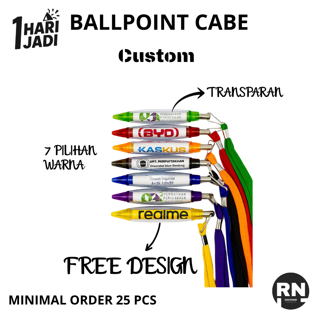 

Pulpen Cabe Tali Custom Pulpen Ballpoint Cabe Custom Desain Souvenir FREE