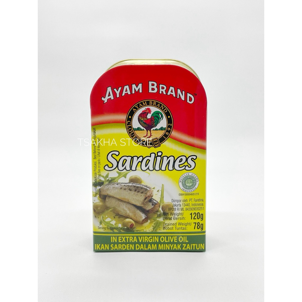 

Ayam Brand-Ikan Sarden dalam Minyak zaitun|Sardines in Extra Olive Oil