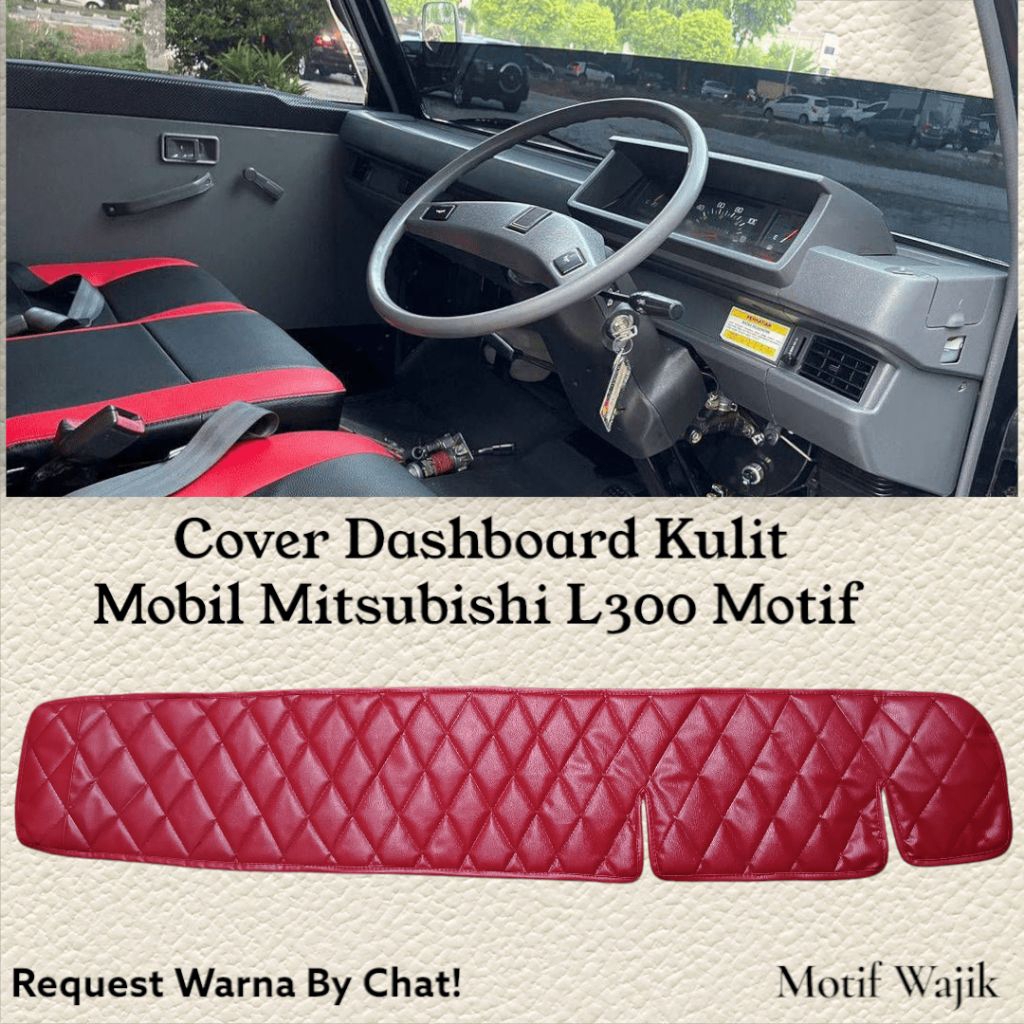 Cover Dashboard Kulit Mitsubishi L300 Aksesoris Interior Pelindung Dashboard Motif Wajik