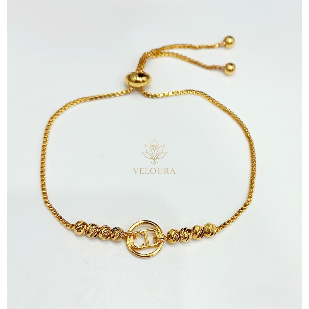 Gelang Serut Wanita Dewasa Logo Cristian Dior Gold CD