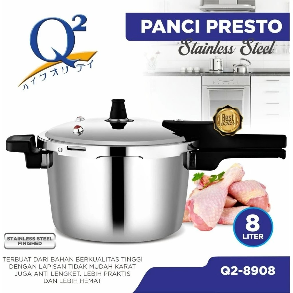 PANCI PRESTO Q2-8908 8 LITER / panci kukusan q2 / panci anti karat / panci steamer q2 / panci masak