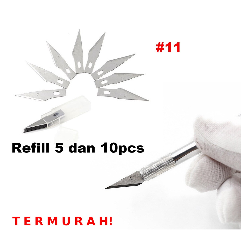 

Refill Mata Pisau Ukir Craft Knife Pen Cutter isi 10 dan 5 pcs No 11