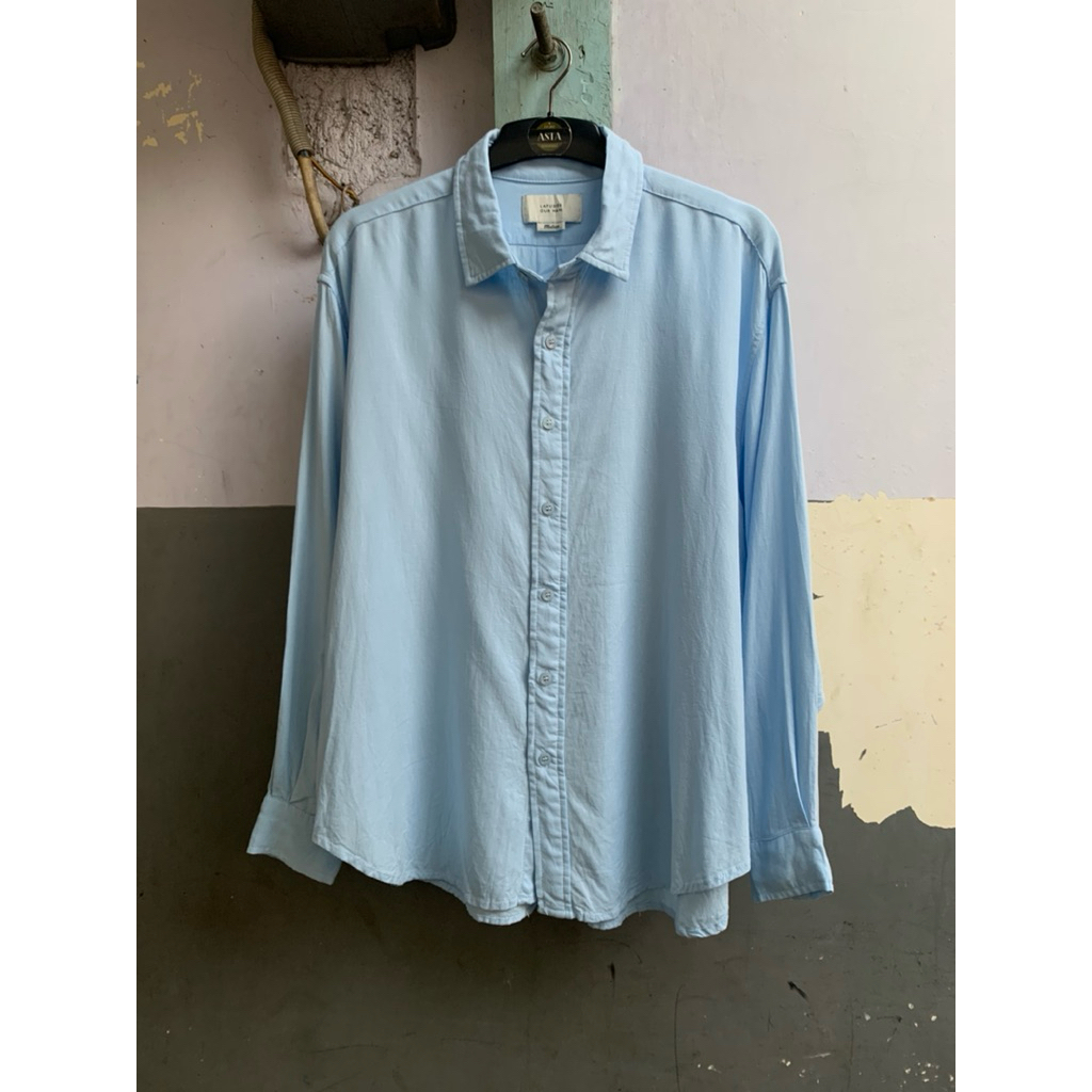 kemeja linen pria boxy lafudge lengan panjang preloved