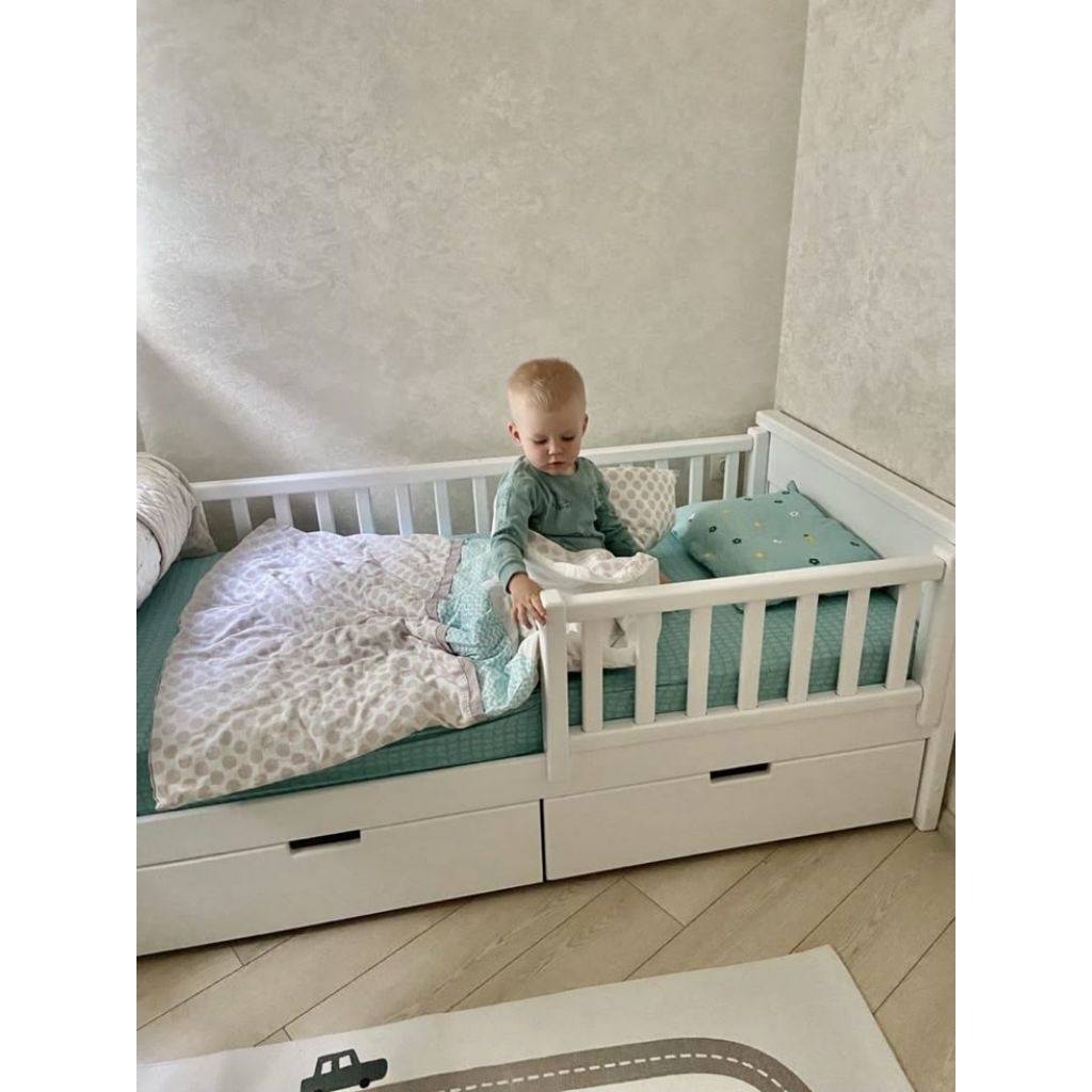 Tempat Tidur Anak Kayu Minimalis Dengan Laci – Ranjang Single Sorong Safety Rail