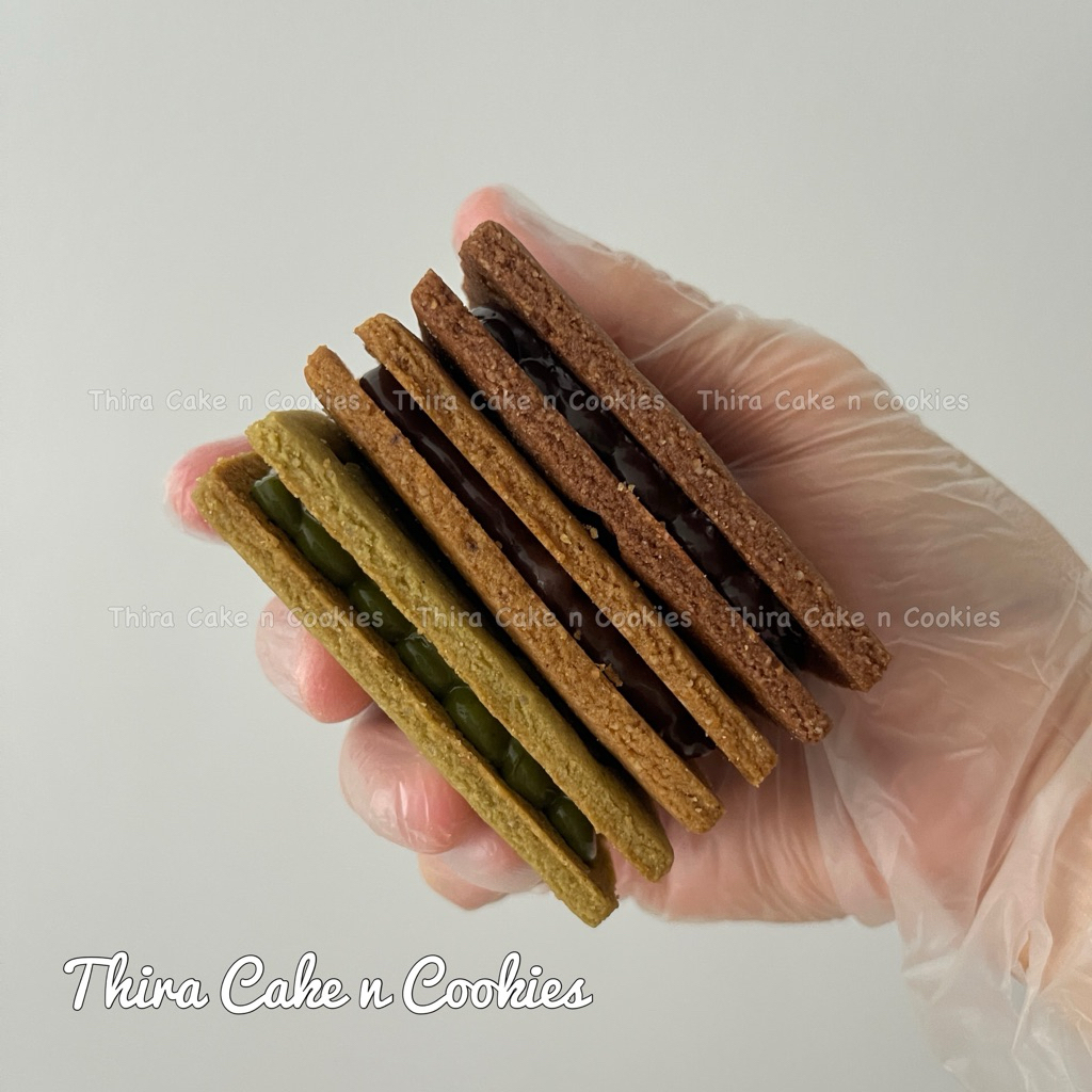 

GLUTEN FREE ALMOND (80%) cookies sandwich kukis coklat greentea matcha