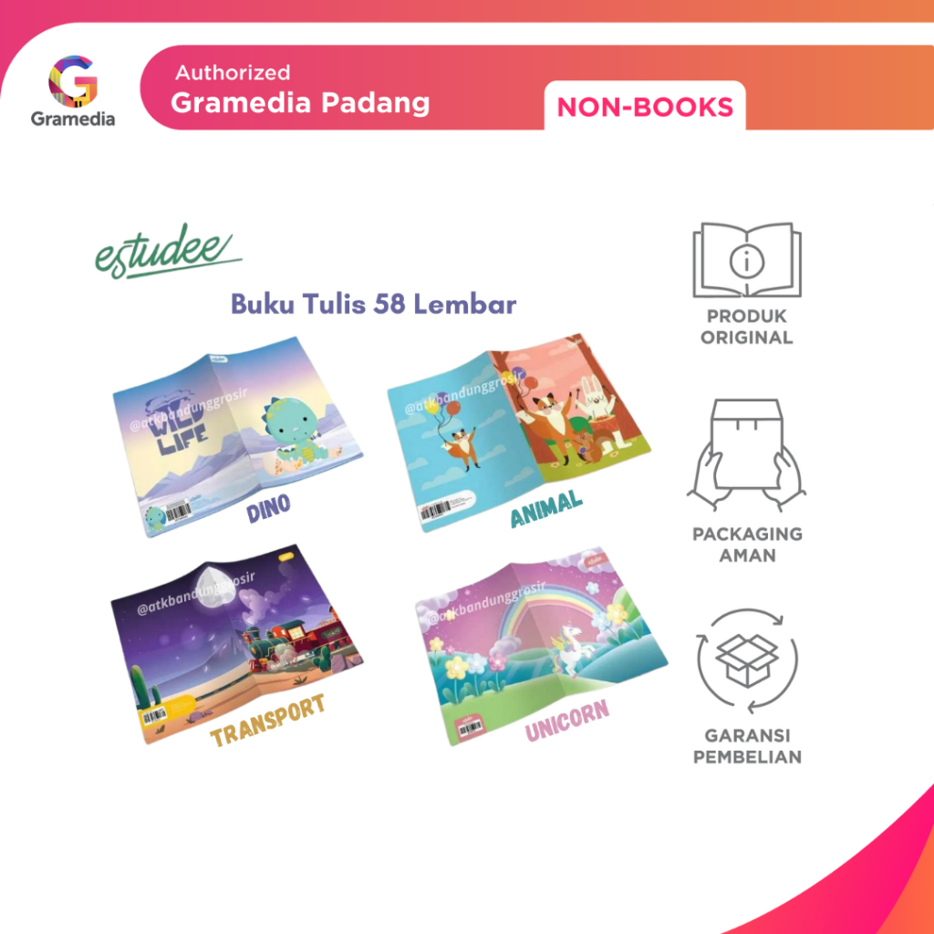 

Gramedia Padang - Buku Tulis Estudee J Kwarto Kids 58 Dino (10 pcs isi 60 lembar)