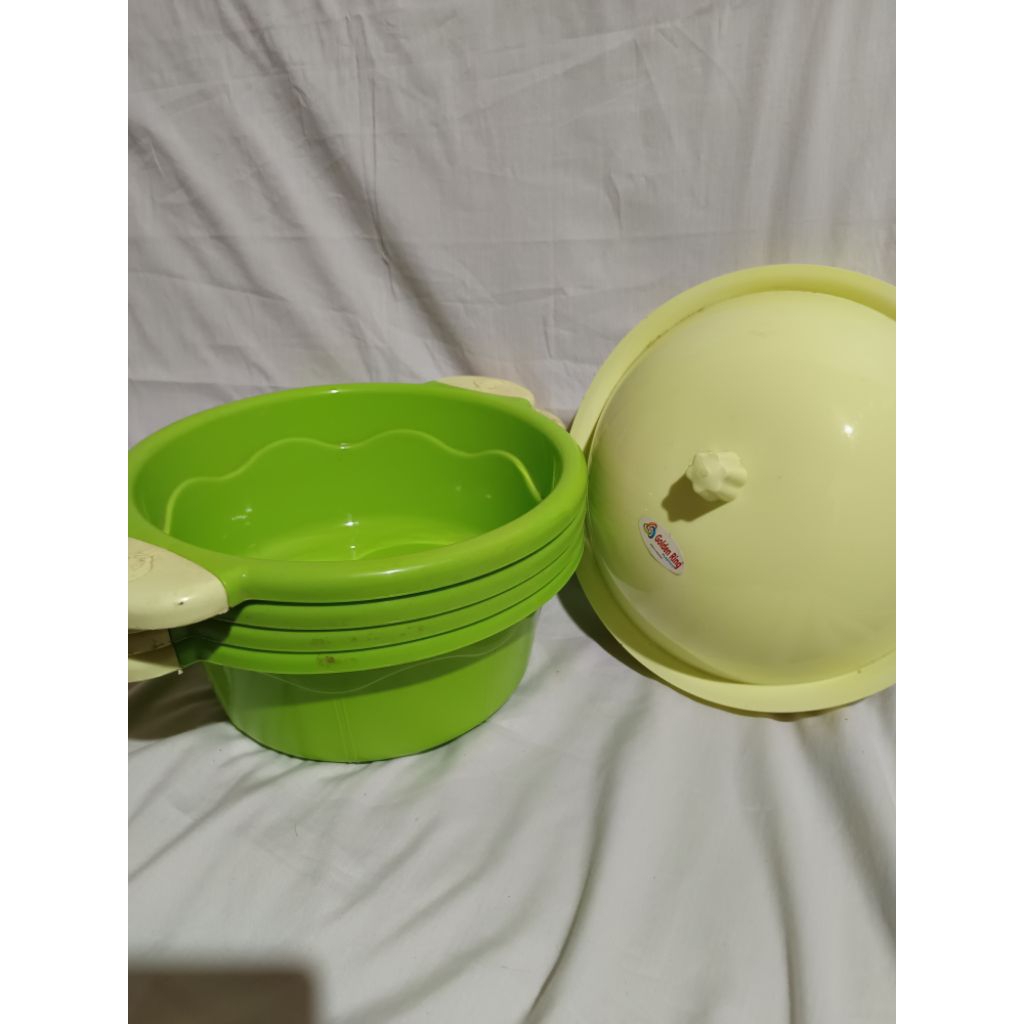 Sangku Nasi/ Baskom Sayur Tutup Golden Sunkist/ Wadah Plastik Serbaguna Tahan Panas