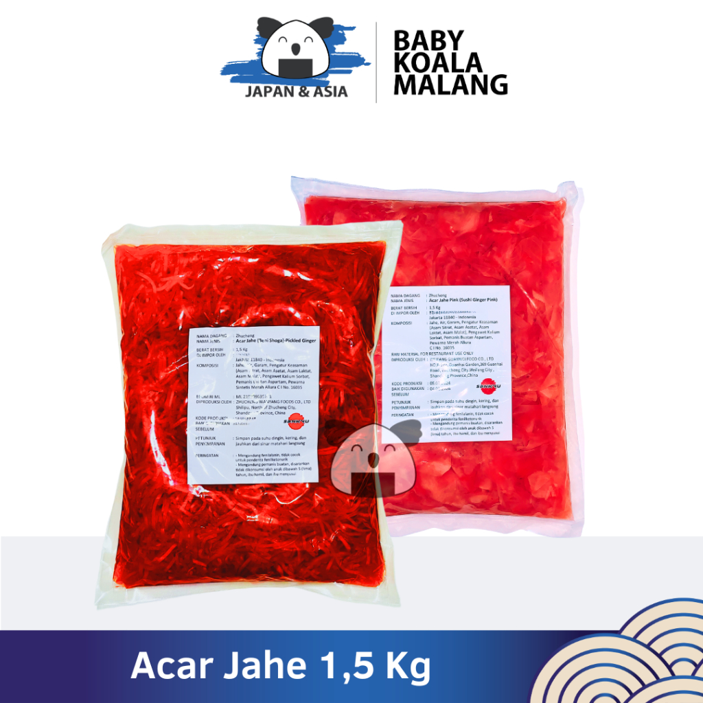 

GARI PINK & BENI SHOGA Acar Jahe Pink 1 Kg Halal │ Gary Import Ginger Pickled for Sushi │ Acar Jahe -BKM