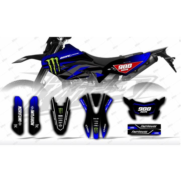 Decal sticker WR 155 - dekal stiker motor yamaha WR Motif  ONE1NINE Biru Hitam D-C8-157 D-C8-215