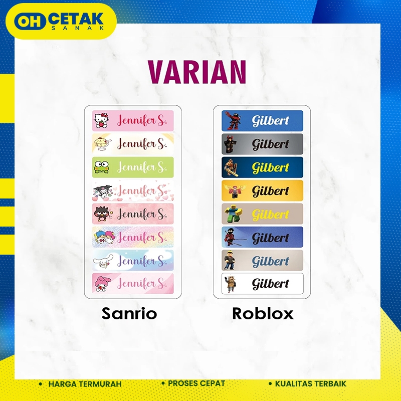 

Label Nama Anak Custom uk A5 / Stiker Nama Karakter Lucu / Sticker Sekolah Anak Murah / Label Nama Marvel dan Disney