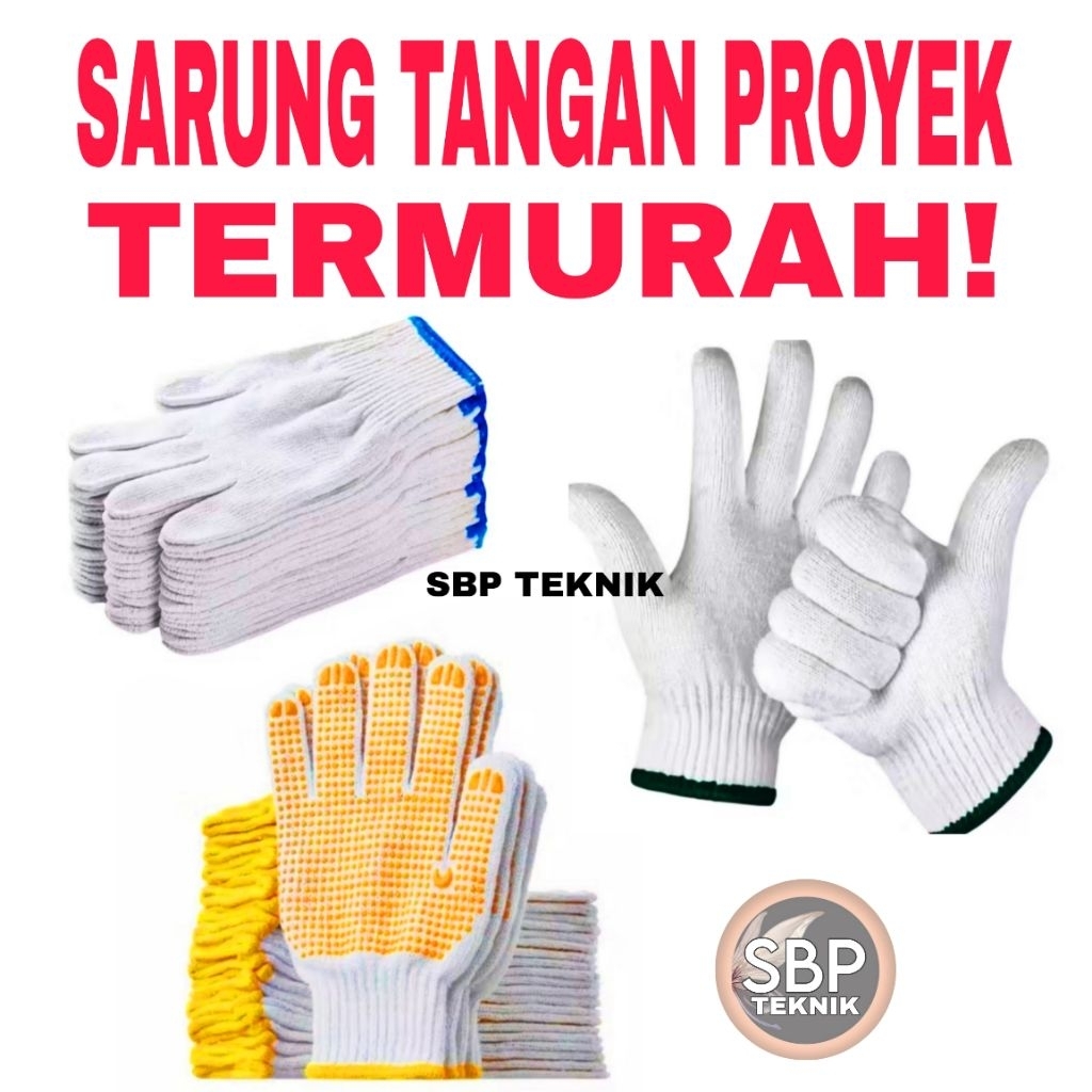 Grosir Sarung Tangan Kerja / Bintik Kuning dan Putih / Sarung Tangan Proyek