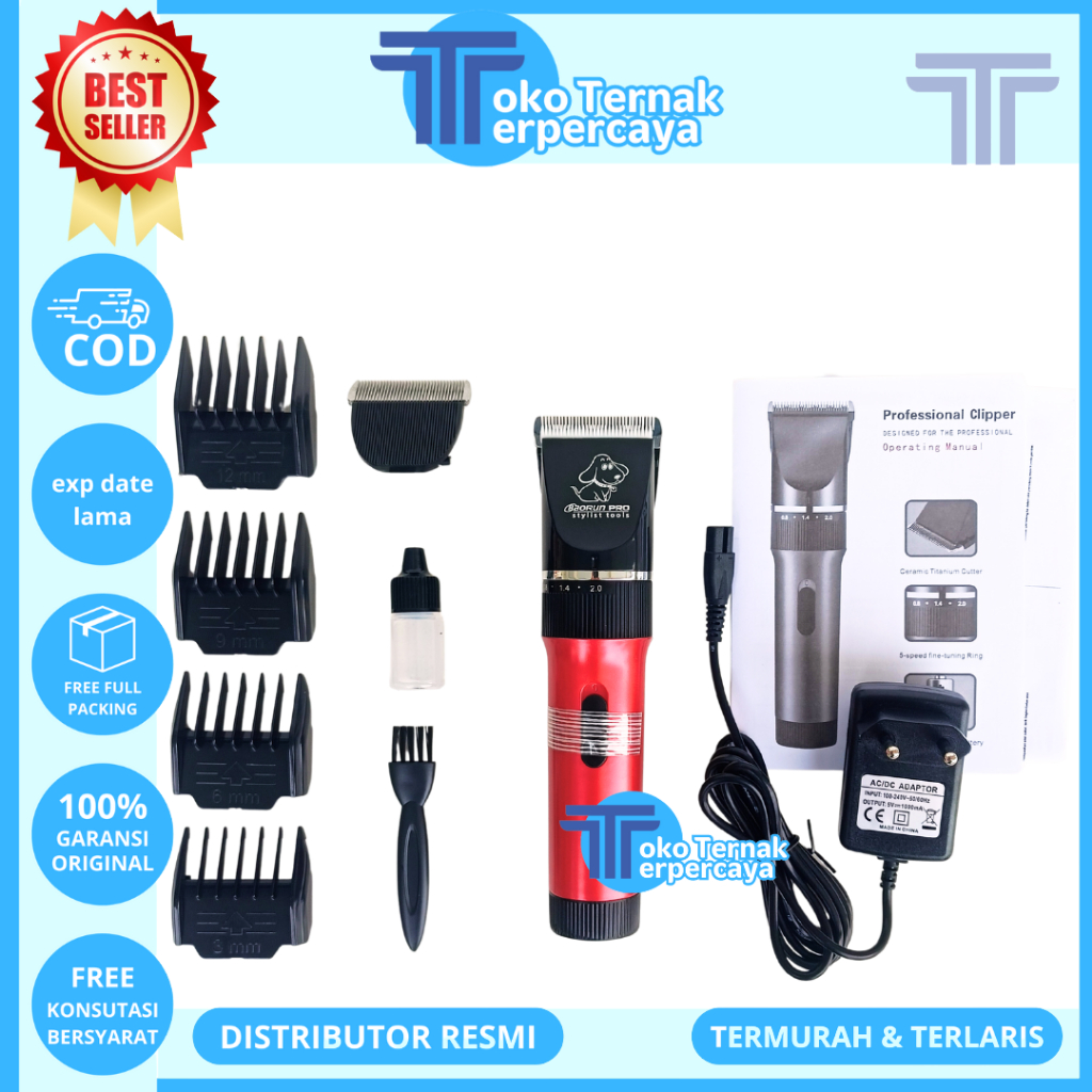 BAORUN P6 MERAH - Alat Cukur Hewan Elektrik untuk Bulu Domba - Mesin Cukur Domba Anjing Kucing Kambi