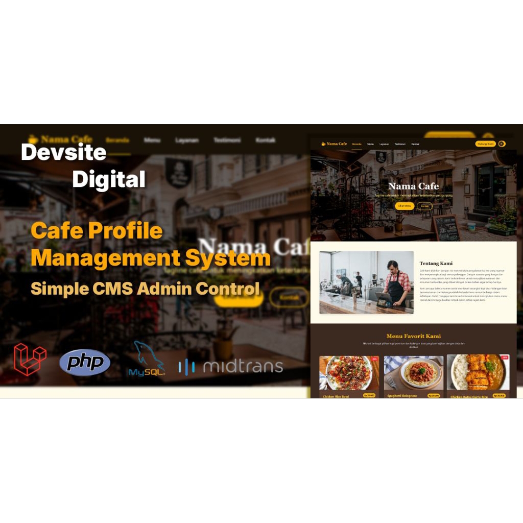 Template website manajemen cafe Laravel + Custom CMS