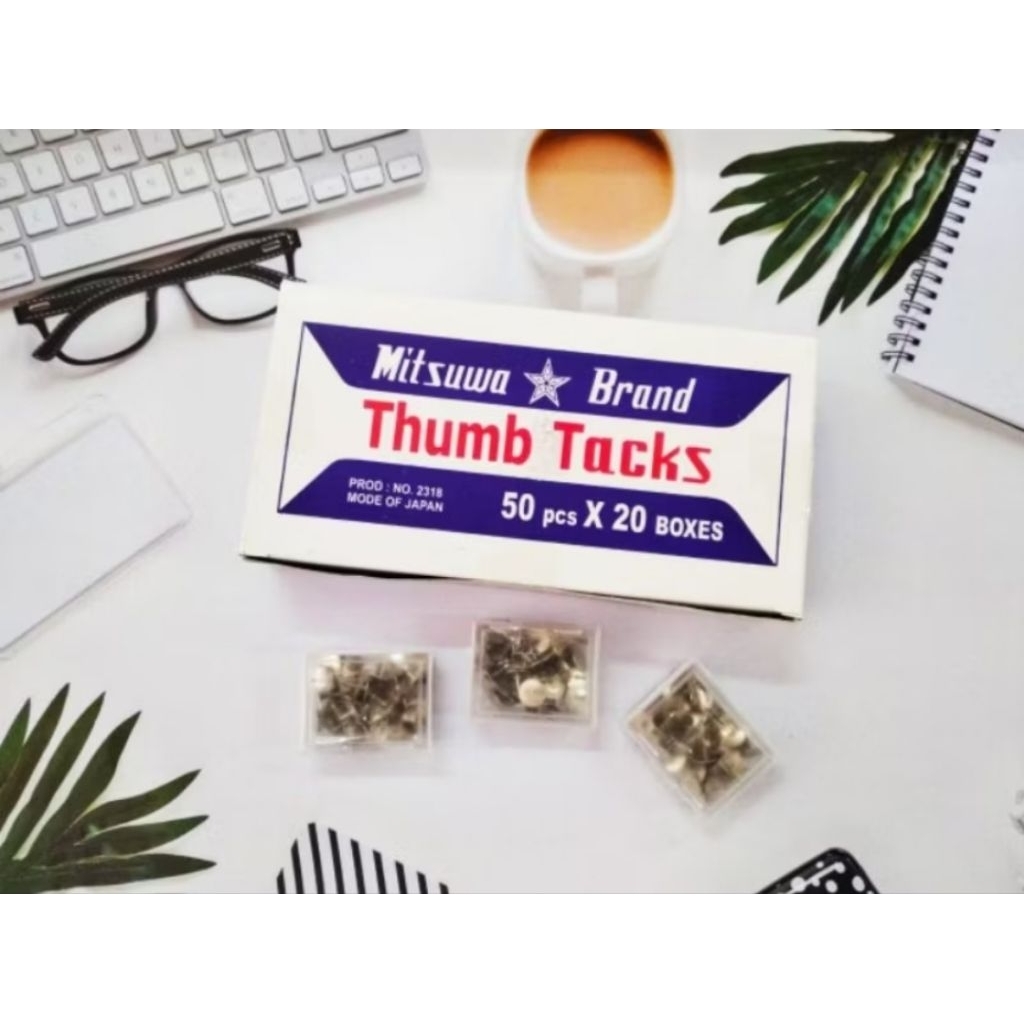 

Thumb tacks Mitsuwa putih 1kotak isi 50pcs