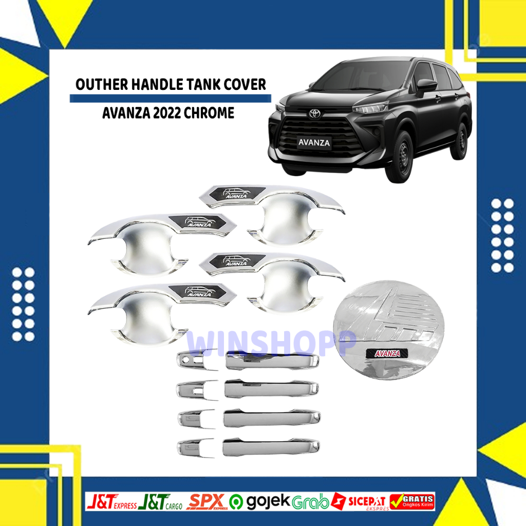 PAKETAN OUTER HANDLE PINTU COVER TANK BENSIN AVANZA 2022 CHROME