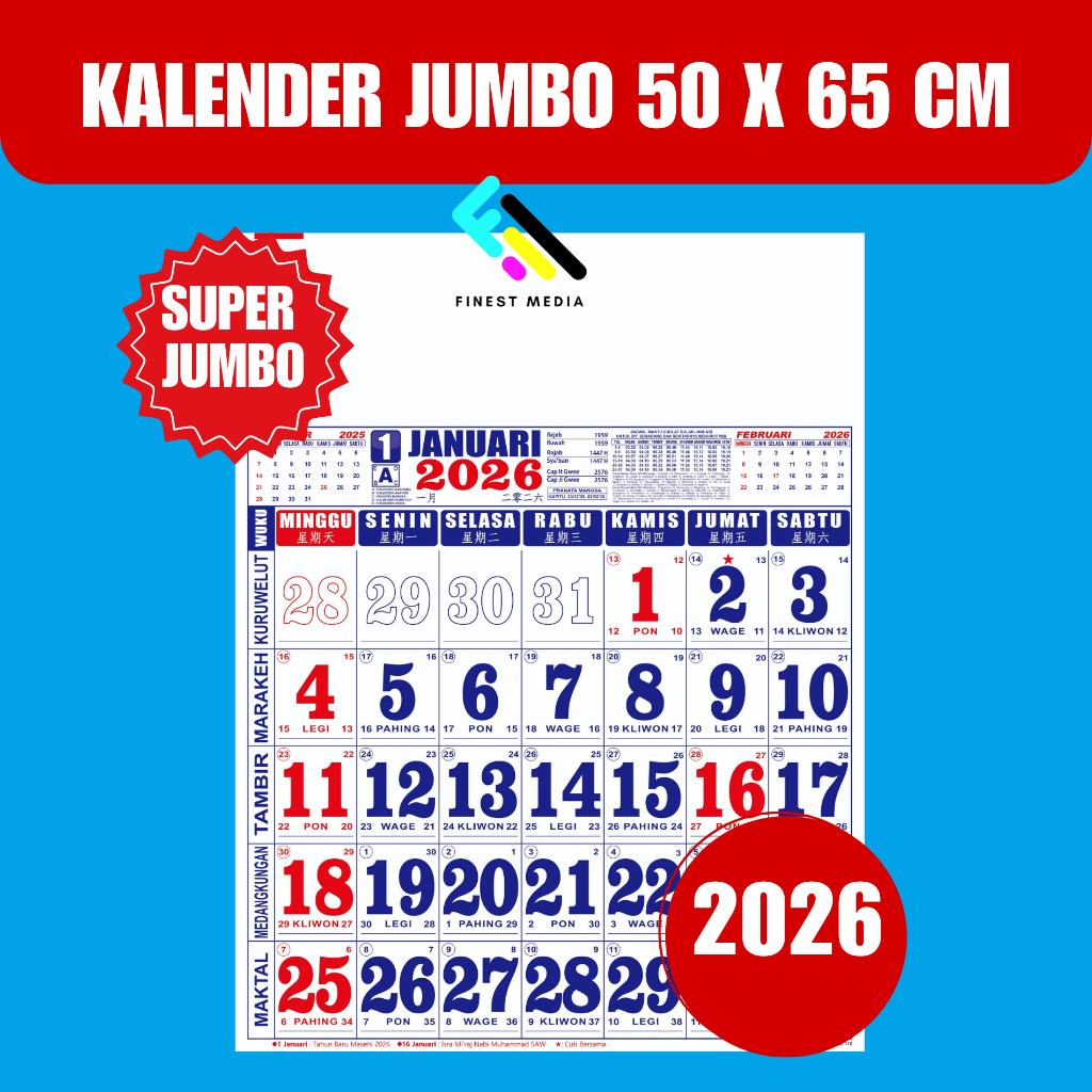 

KALENDER KERJA SUPER JUMBO - KALENDER DINDING JUMBO TERBARU BEST SELLER