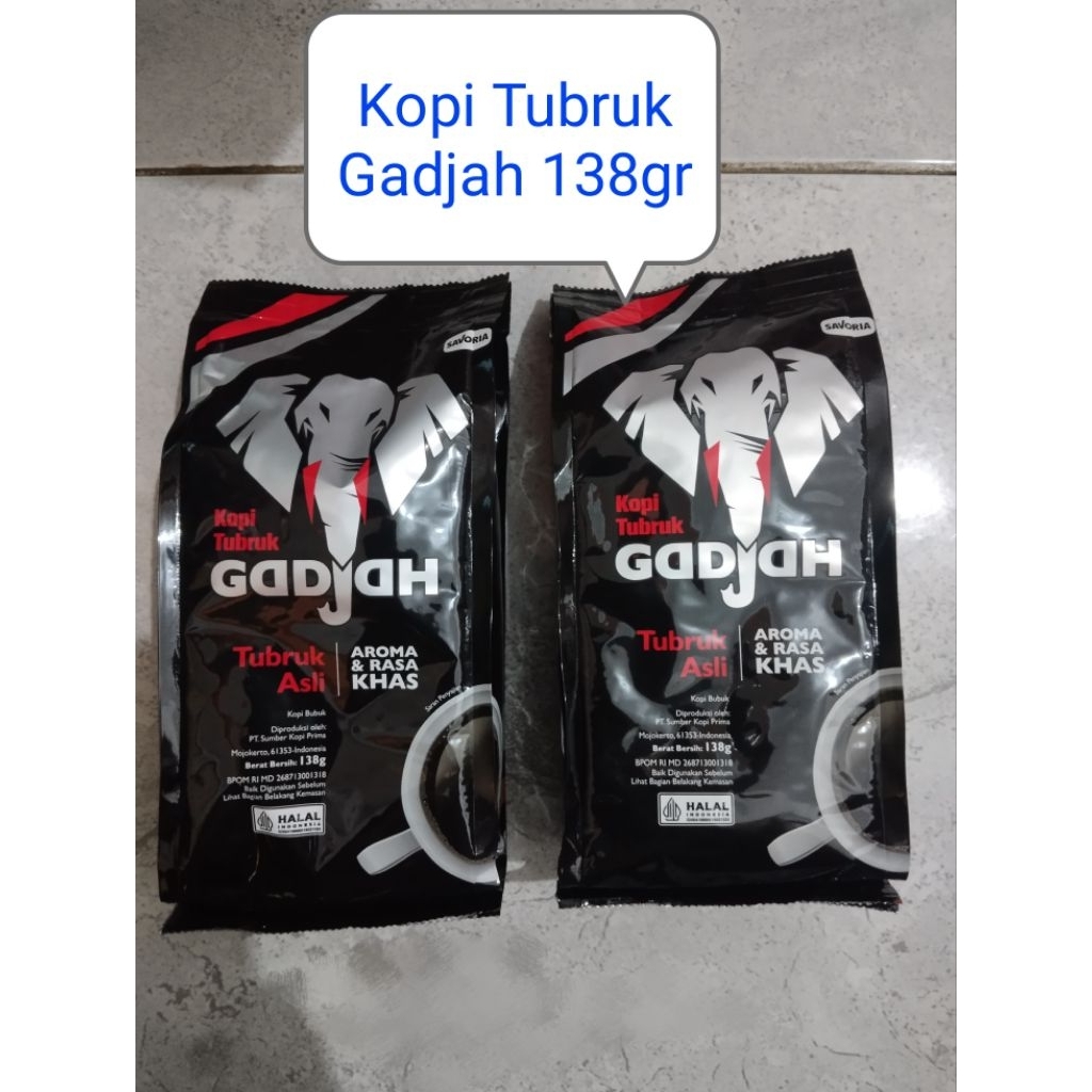 

Kopi Tubruk Gajah Bubuk Pouch 138gr Coffee Kartonan, Kopi Hitam 1 dus isi 20 pouch