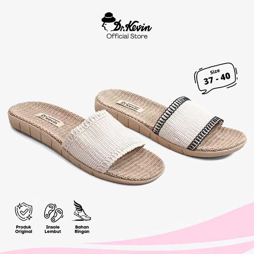 Dr. Kevin 571-124 Sandal Slip On Wanita Warna Hitam & Putih