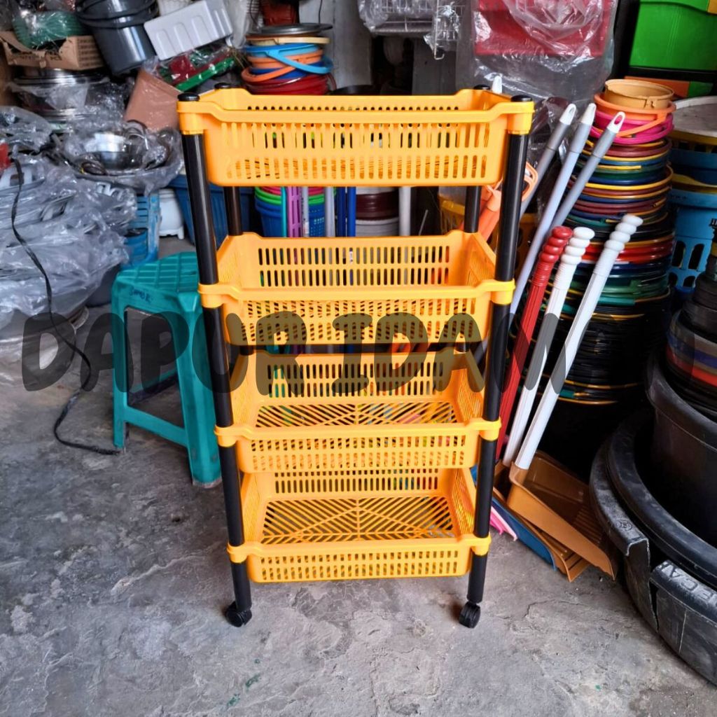 RAK SERBA GUNA/RAK SALON GM 4 TINGKAT PAKAI RODA KHUSUS PENGIRIMAN INSTANT DAN SAME DAY