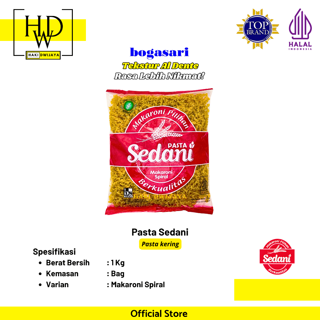 

[1kg] Sedani Makaroni Pasta Premium Berkualitas Cocok untuk Mac & Cheese, Salad Bentuk Spiral