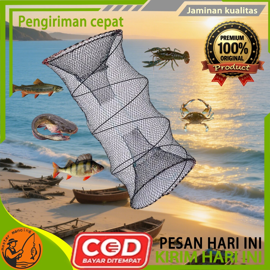 COD   Jaring ikan 2 lubang, alat pancing udang kepiting lele lobster sungai laut danau jaring keramb