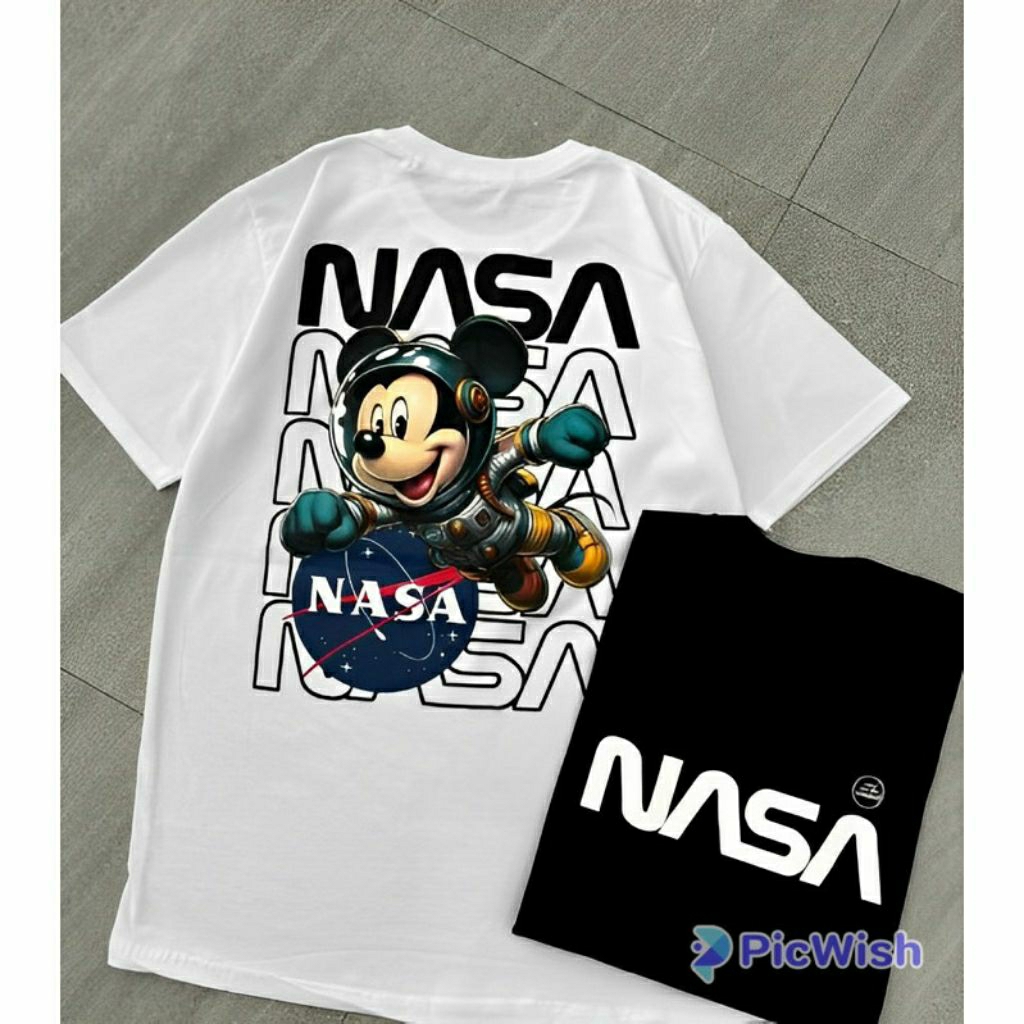 Kaos Nasa X Mickey Atasan Lengan Pendek Distro Baju Branded