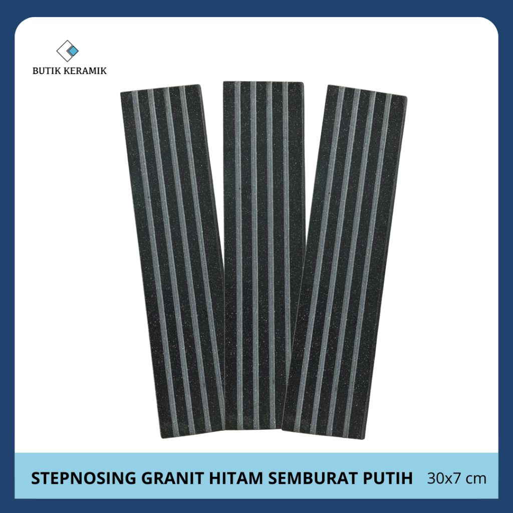 Stepnosing Granit Hitam Semburat Putih | Ujung Trap Tangga | Pijakan Tangga | Anti Slip Tangga |