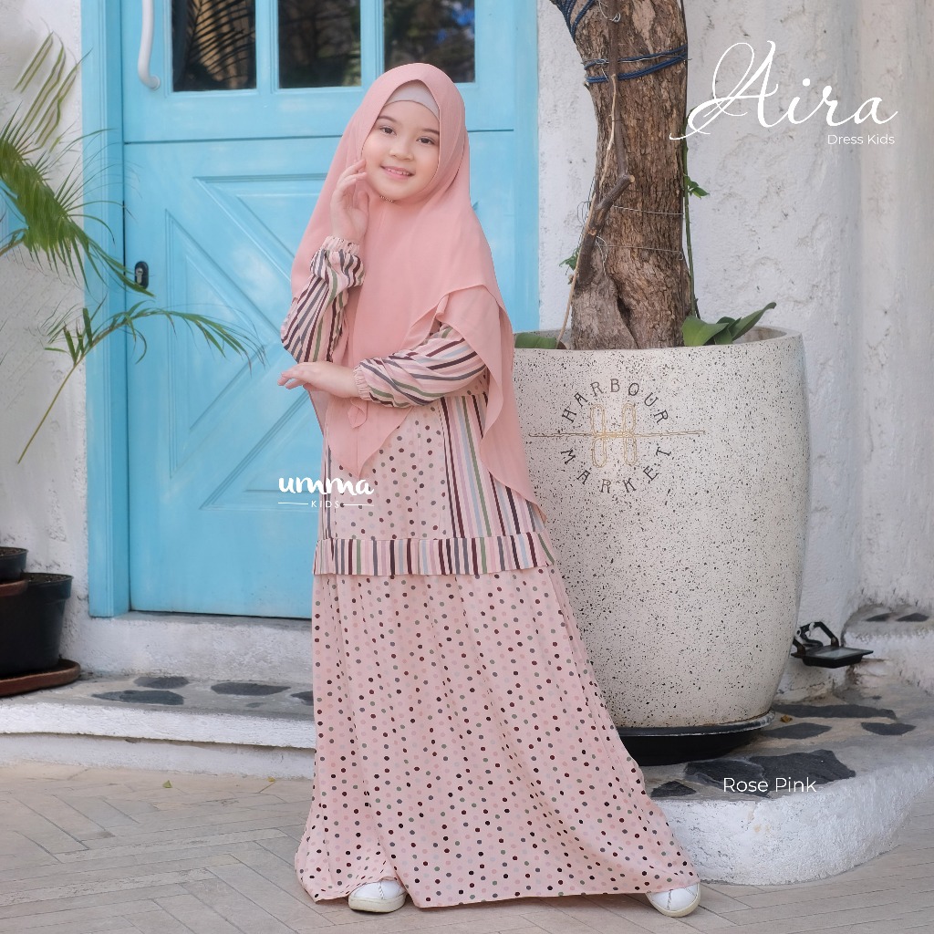 UMMA SYARI - Aira Gamis anak perempuan bahan Cotton Kenzo - Design simple motif ceria