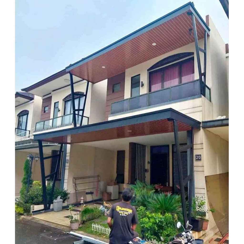 kanopi rangka baja ringan atap spandek + plafon pvc