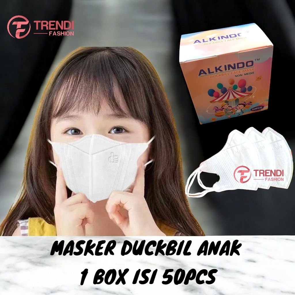 Masker Duckbill Anak Alkindo 4ply Masker Duckbill Anak 1Box Isi 50pcs