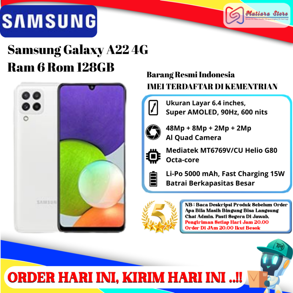 Samsung Galaxy A22 4G / 5G Ram 6 Rom 128GB
