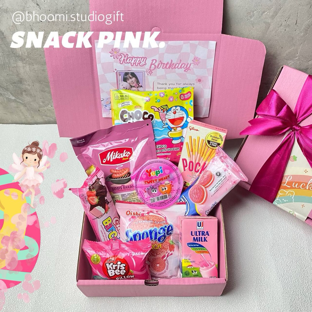 

Kado Ulang Tahun | Giftbox Snack | Kado Wisuda | Snack Box Pink | Kado Viral | Kado Murah | Kado Pink | Hampers Box | Snack Warna