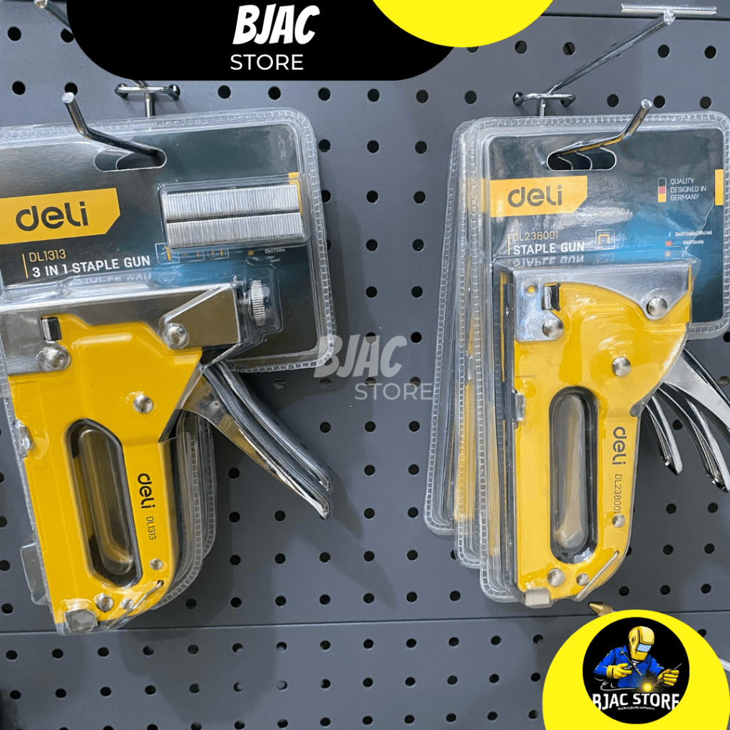 

STAPLE GUN STAPLER TEMBAK MANUAL 3 IN 1 DAN STAPLE GUN 4-8MM DELI TOOLS TIPE EDL1313 DAN EDL238001