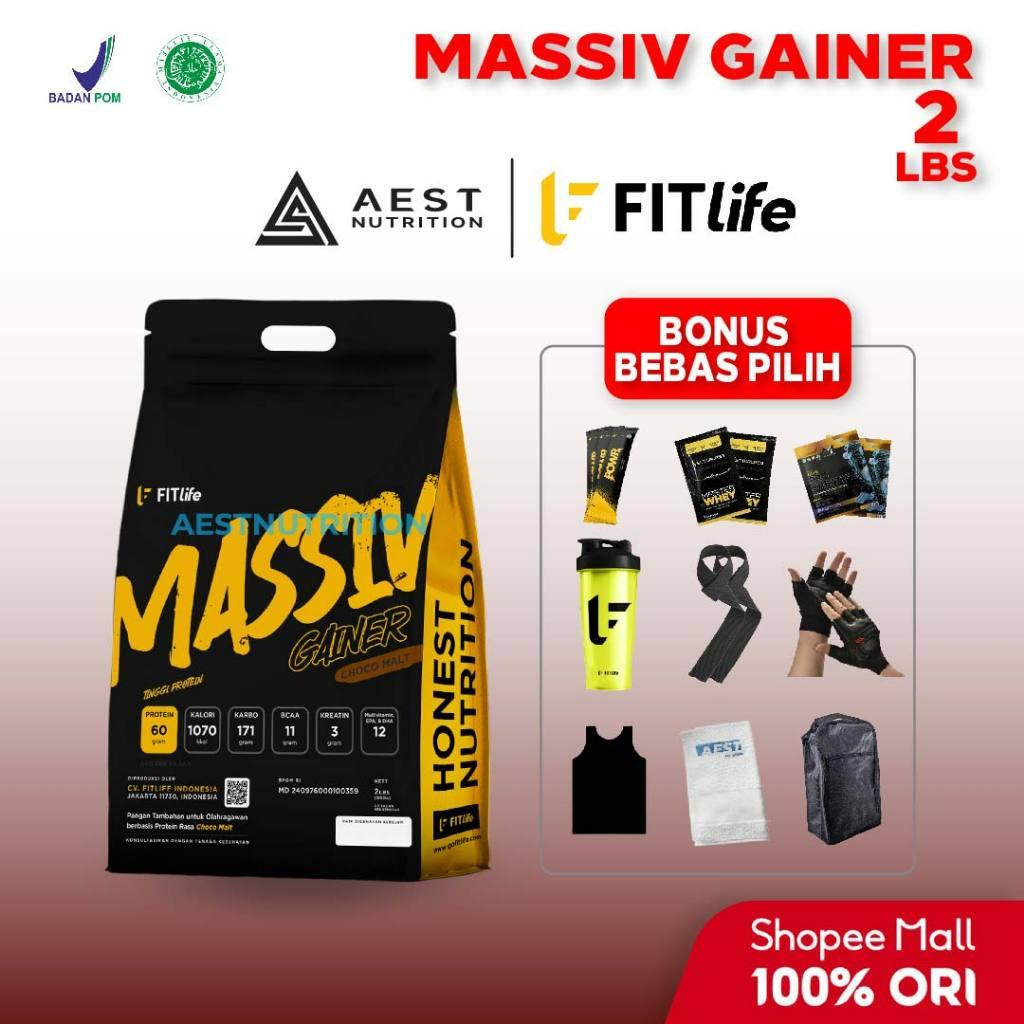 Susu Gainer Penambah Berat Badan 900 Gram Mass Gainer Tinggi Protein dan Kalori dengan Multivitamin