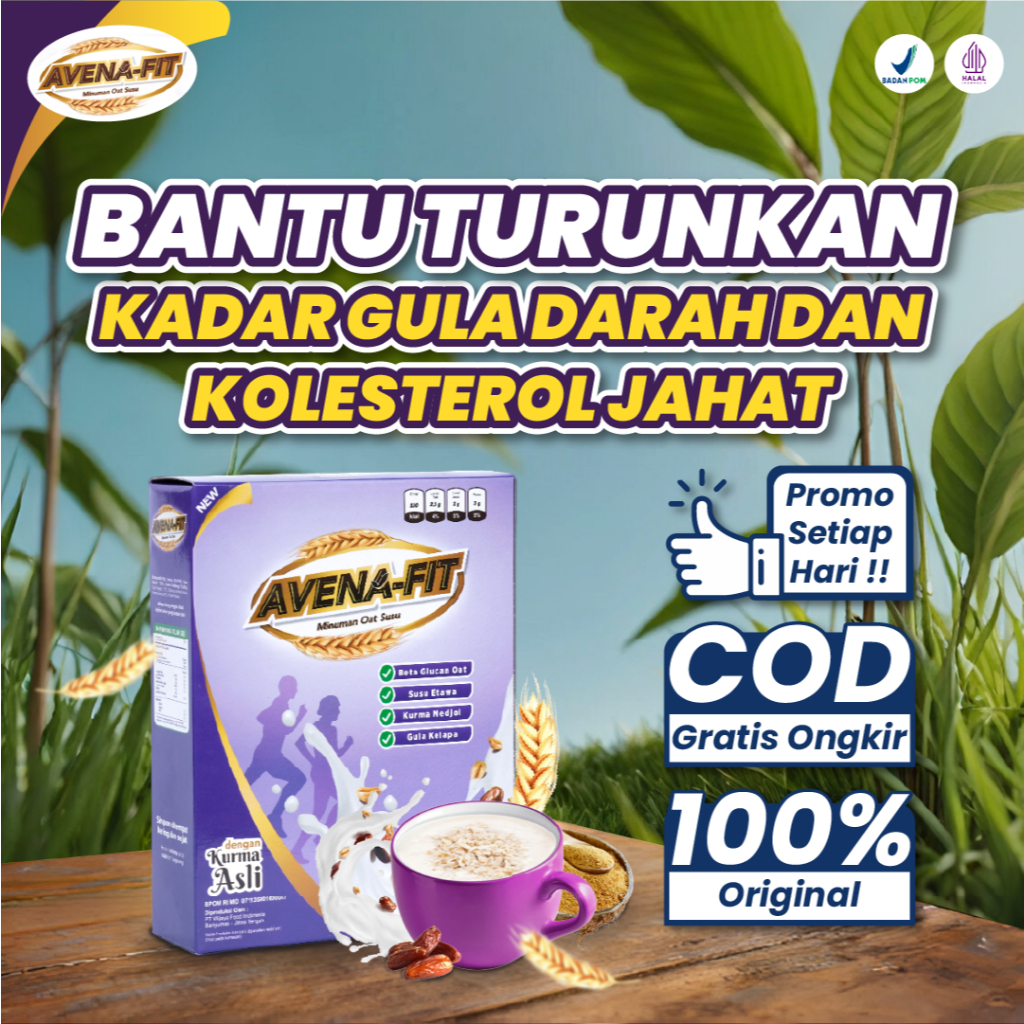 

AVENAFIT Original Paket 3 Box - Minuman Sereal Oat Susu Kambing Etawa untuk Menurunkan Kolesterol Jahat, Kadar Gula Darah, dan Menjaga Kesehatan Jantung. BPOM Terdaftar & 100% Halal