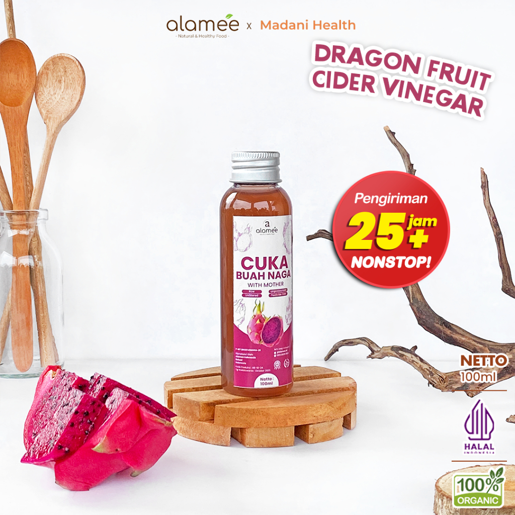 

ALAMEE Cuka Buah Naga Organik Dragon Fruit Cider Vinegar With Mother Fermentasi Probiotik 100ml