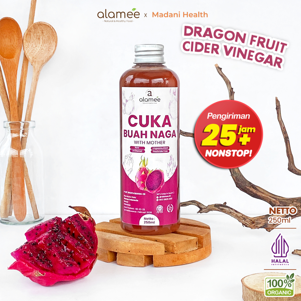 

ALAMEE Cuka Buah Naga Organik Dragon Fruit Cider Vinegar With Mother Fermentasi Probiotik 250ml