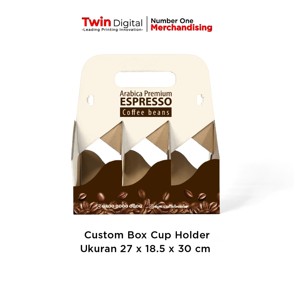 

Custom Box Kopi / Kardus Tenteng Kopi Isi 6 Cup / Take Away Packaging - Box Cup Holder
