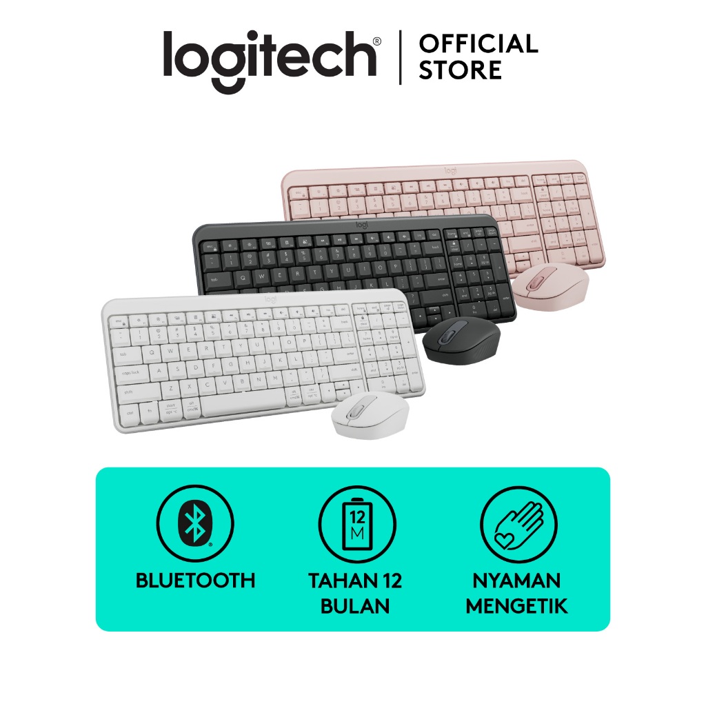 Logitech MK250 Combo Mouse dan Keyboard Nirkabel Bluetooth , Konektivitas yang Cepat & Mudah, Keyboa