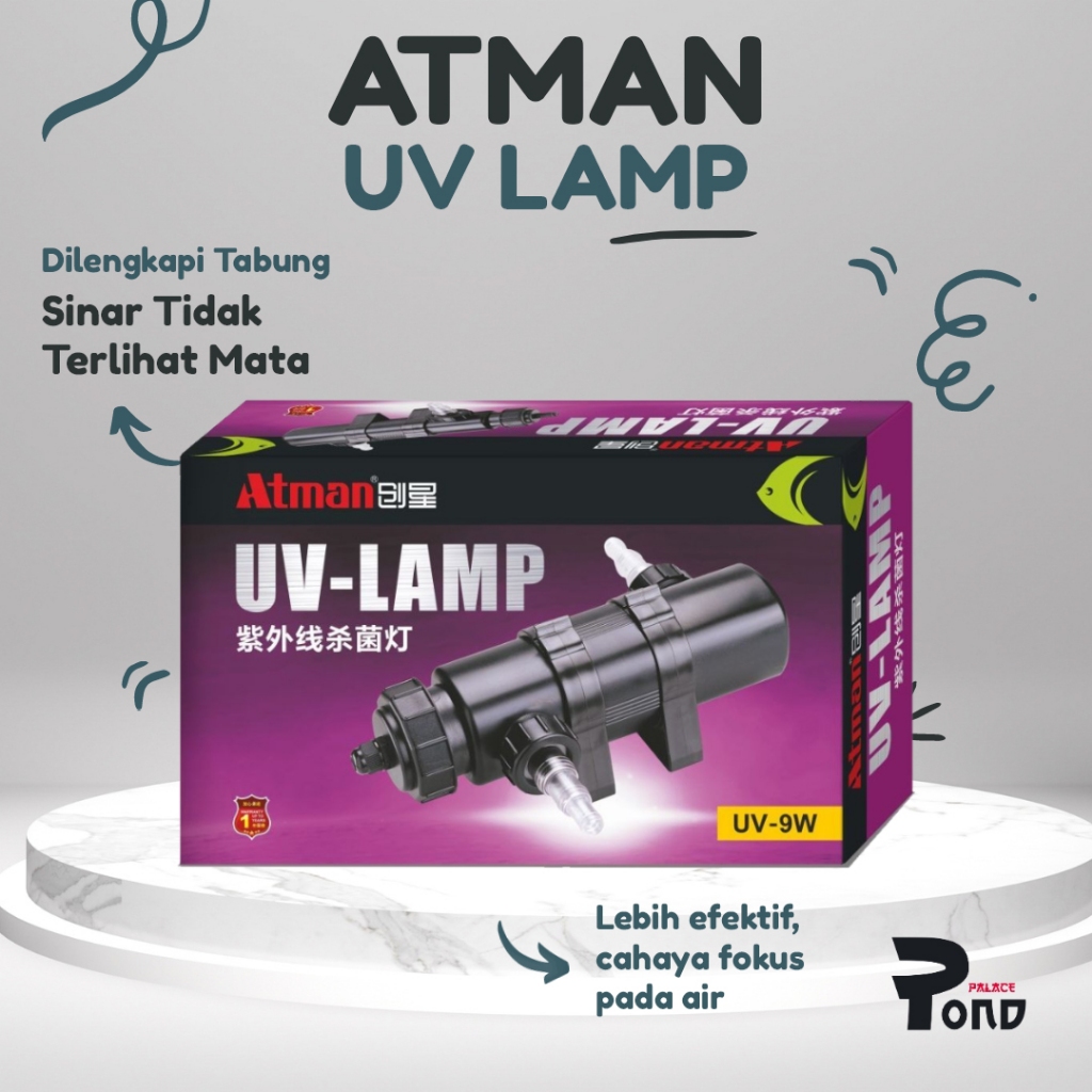 Lampu UV Penjernih Air Kolam Atman UV 9W Ultraviolet Kolam Koi