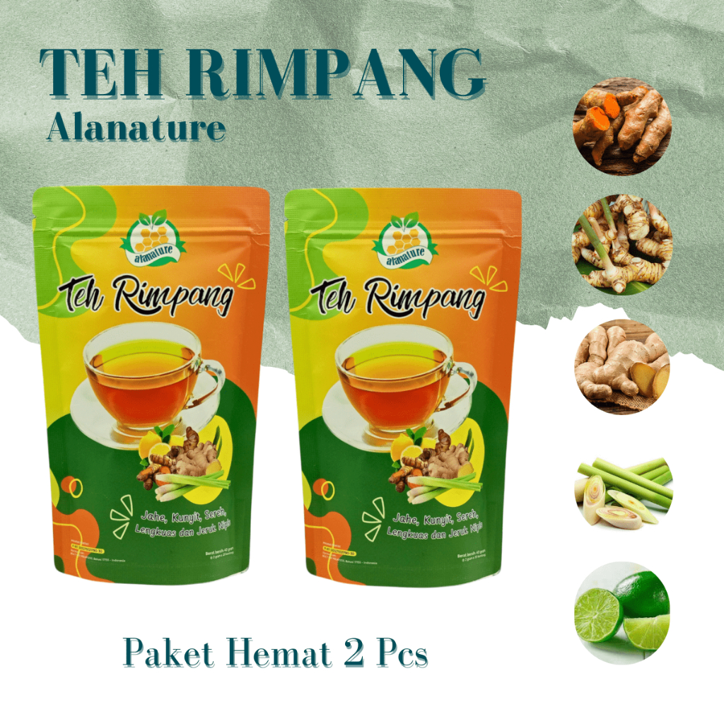 

( Paket 2 Pcs ) Teh Rimpang Alanature I Teh Herbal JSR Jahe Lengkuas Sereh Kunyit Jeruk Nipis