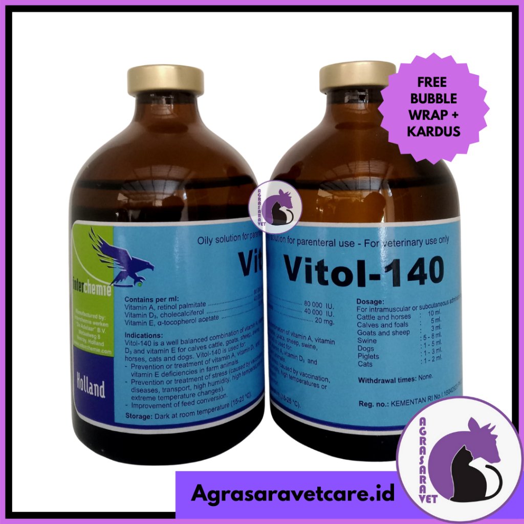 VITOL140 Vitamin ADE Perbaiki Kondisi dan Produktifitas Hewan 100 ML