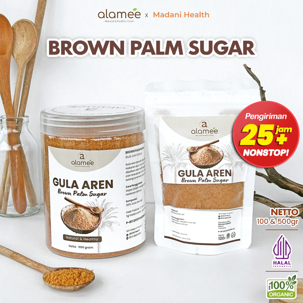 

ALAMEE Gula Aren Bubuk Organik Asli Powder Palm Sugar Premium Semut Natural Organic Organik 500 Gram